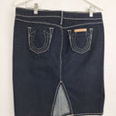 Second-Hand - True Religion Dark Wash Contrast Stitch Skirt Size 12 - SwapUp