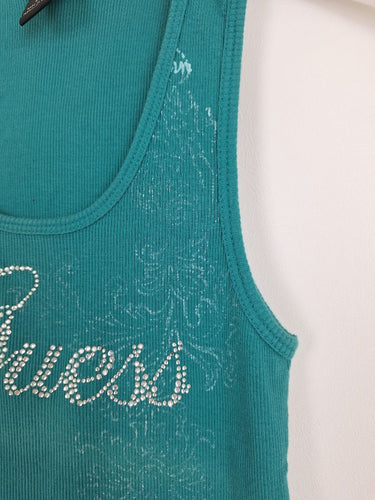 Second-Hand - Guess Deep Teal Rhinestone Tank Top Size L - SwapUp