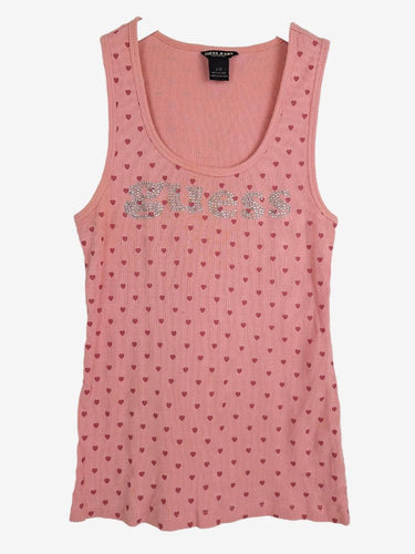 Guess Rare Y2k Polka Heart Rhinestone Tank Top Size L