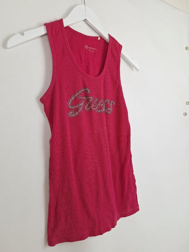 Second-Hand - Guess It Girl Pink Rhinestone Tank Top Size L - SwapUp