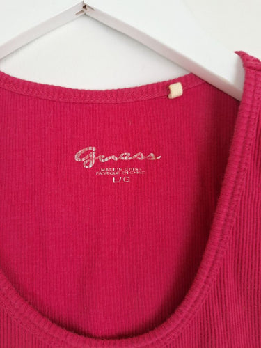Second-Hand - Guess It Girl Pink Rhinestone Tank Top Size L - SwapUp