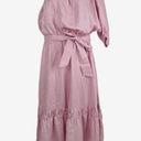 Second-Hand - Adrift Peony Pink One Shoulder Linen Midi Dress Size XL - SwapUp