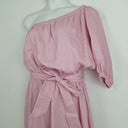 Second-Hand - Adrift Peony Pink One Shoulder Linen Midi Dress Size XL - SwapUp