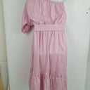 Second-Hand - Adrift Peony Pink One Shoulder Linen Midi Dress Size XL - SwapUp