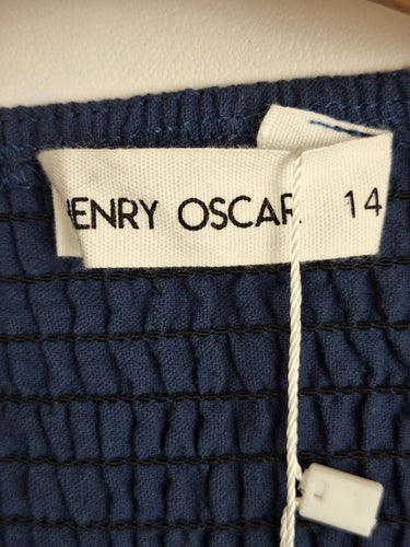 Second-Hand - Henry Oscar Navy Tiered Everyday Dress Size 14 - SwapUp