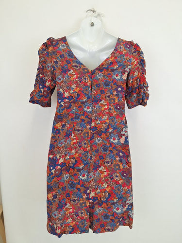Second-Hand - Helen Cherry Summary Ruched Sleeve Silk Dotted Dress Size 8 - SwapUp