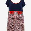 Second-Hand - Leona Edmiston Preppy Red And Blue Flower Patterned Dress Size 12 - SwapUp