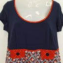 Second-Hand - Leona Edmiston Preppy Red And Blue Flower Patterned Dress Size 12 - SwapUp