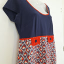 Second-Hand - Leona Edmiston Preppy Red And Blue Flower Patterned Dress Size 12 - SwapUp