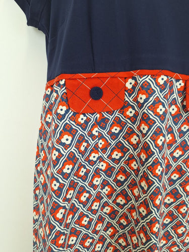 Second-Hand - Leona Edmiston Preppy Red And Blue Flower Patterned Dress Size 12 - SwapUp