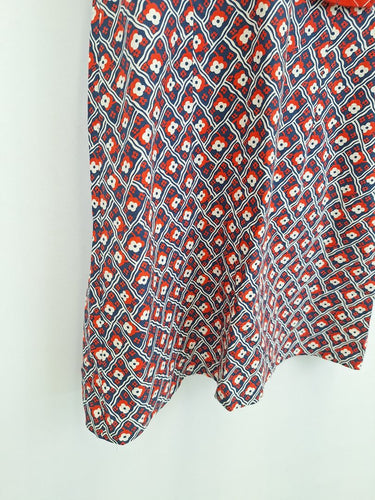 Second-Hand - Leona Edmiston Preppy Red And Blue Flower Patterned Dress Size 12 - SwapUp