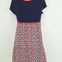 Second-Hand - Leona Edmiston Preppy Red And Blue Flower Patterned Dress Size 12 - SwapUp