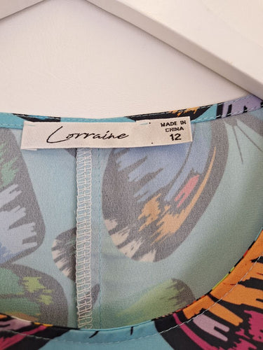 Second-Hand - Lorraine Lightweight Vibrant Butterfly Blouse Size 12 - SwapUp