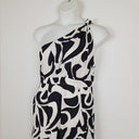 Second-Hand - Yours Truly Polished Black and White One Shoulder Maxi Dress Size 14 - SwapUp