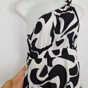 Second-Hand - Yours Truly Polished Black and White One Shoulder Maxi Dress Size 14 - SwapUp