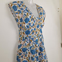 Second-Hand - Boom Shankar Light Blue Flower V Neck Midi Dress Size 6 - SwapUp