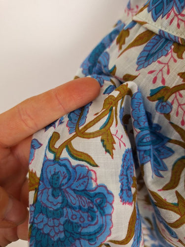 Second-Hand - Boom Shankar Light Blue Flower V Neck Midi Dress Size 6 - SwapUp