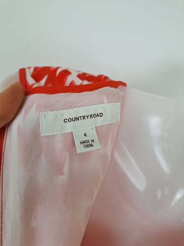 Second-Hand - Country Road Pomegranate Cinched Front Midi Dress Size 4 - SwapUp