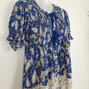 Second-Hand - Jaase Paisley Shirred Bodice Blue Playsuit Size XS - SwapUp