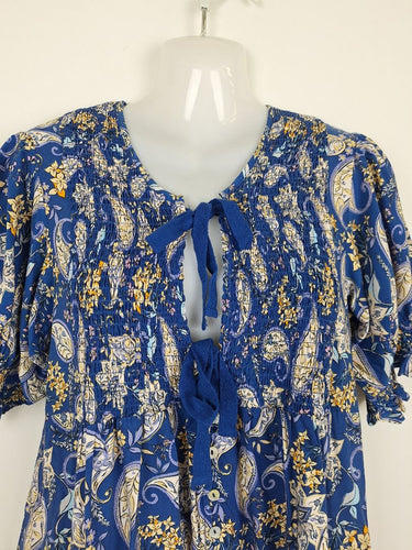 Second-Hand - Jaase Paisley Shirred Bodice Blue Playsuit Size XS - SwapUp
