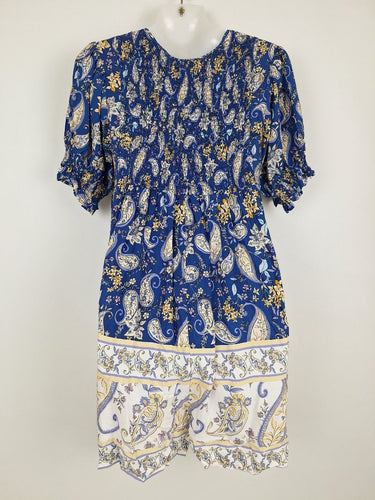 Second-Hand - Jaase Paisley Shirred Bodice Blue Playsuit Size XS - SwapUp