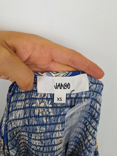 Second-Hand - Jaase Paisley Shirred Bodice Blue Playsuit Size XS - SwapUp