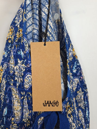 Second-Hand - Jaase Paisley Shirred Bodice Blue Playsuit Size XS - SwapUp