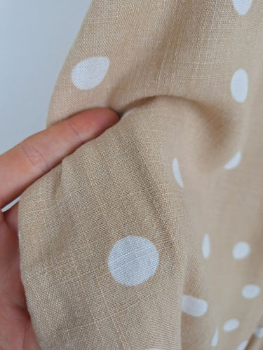 Second-Hand - Betty Basics Sandy Beige Polka Dot V Neck Jumpsuit Size 8 - SwapUp