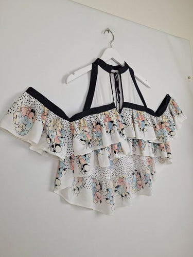 Second-Hand - Alice McCall Ruffle High Low Watercolour Flower Top Size 8 - SwapUp