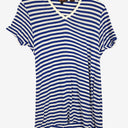 Second-Hand - Ben Sherman Relaxed Blue Stripe V Neck T-shirt Size S - SwapUp
