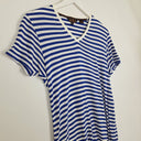 Second-Hand - Ben Sherman Relaxed Blue Stripe V Neck T-shirt Size S - SwapUp