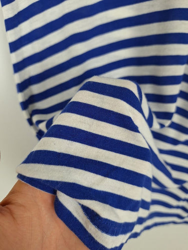 Second-Hand - Ben Sherman Relaxed Blue Stripe V Neck T-shirt Size S - SwapUp