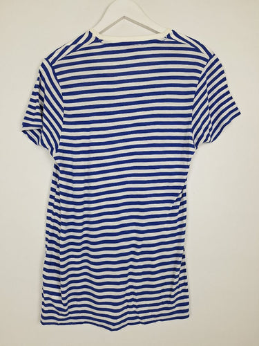 Second-Hand - Ben Sherman Relaxed Blue Stripe V Neck T-shirt Size S - SwapUp