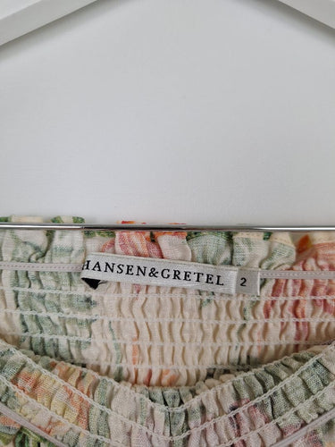 Second-Hand - Hansen & Gretel Linen Shirred Hibiscus Print Tube Top Size XS - SwapUp
