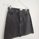 Second-Hand - Auguste Washed Black Raw Edge Denim Skirt Size 10 - SwapUp