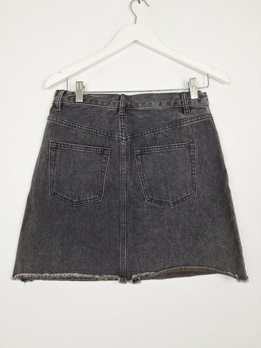 Second-Hand - Auguste Washed Black Raw Edge Denim Skirt Size 10 - SwapUp