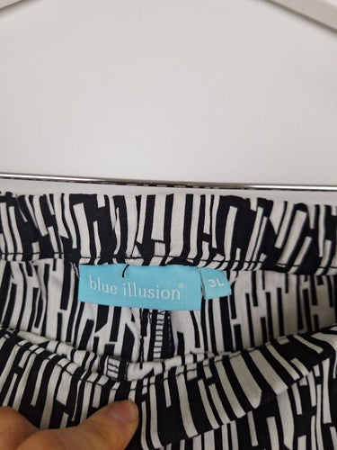 Second-Hand - Blue Illusion Casual Lined Patterned Stretch Pants Size 20 - SwapUp