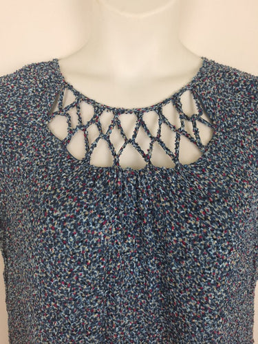 Second-Hand - Blue Illusion Speckled Blue Weave Cut Out Midi Dress Size XXXL - SwapUp