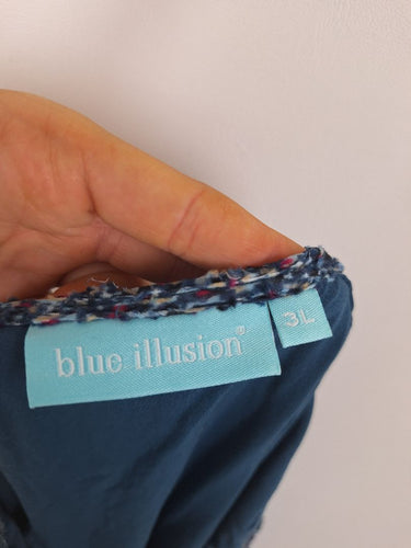Second-Hand - Blue Illusion Speckled Blue Weave Cut Out Midi Dress Size XXXL - SwapUp