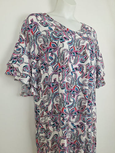 Second-Hand - Blue Illusion Purple Teal Paisley Midi Dress Size XL - SwapUp