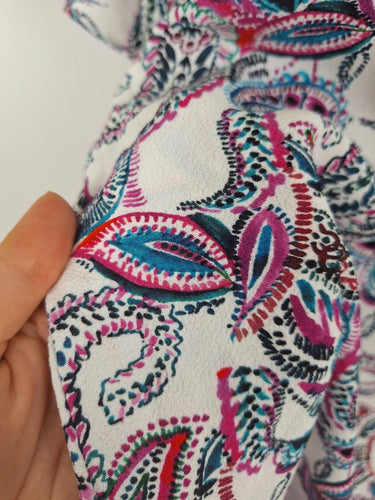 Second-Hand - Blue Illusion Purple Teal Paisley Midi Dress Size XL - SwapUp