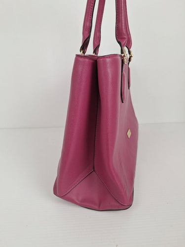 Second-Hand - Laura Jones Berry Pink Hinge Hardware Handbag - SwapUp