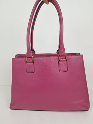 Second-Hand - Laura Jones Berry Pink Hinge Hardware Handbag - SwapUp