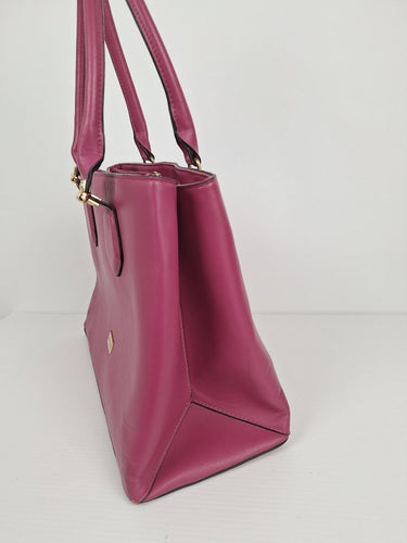 Second-Hand - Laura Jones Berry Pink Hinge Hardware Handbag - SwapUp