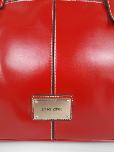 Second-Hand - Laura Jones Rectangular Red Patent Oversized Bag - SwapUp