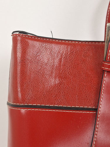 Second-Hand - Laura Jones Rectangular Red Patent Oversized Bag - SwapUp