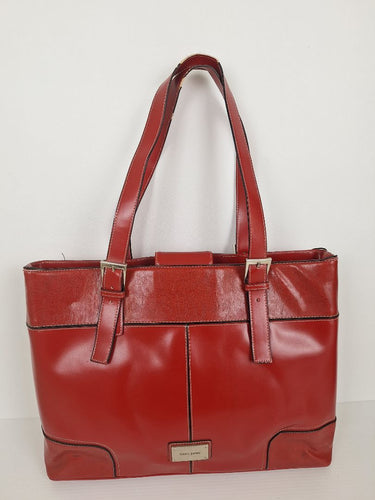 Second-Hand - Laura Jones Rectangular Red Patent Oversized Bag - SwapUp