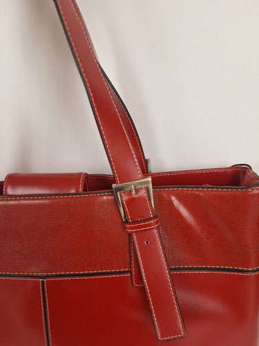 Second-Hand - Laura Jones Rectangular Red Patent Oversized Bag - SwapUp
