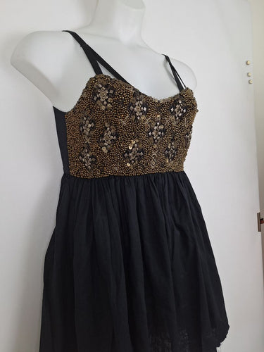 Second-Hand - One Teaspoon Gold Rush Beaded Mini Dress Size 12 - SwapUp