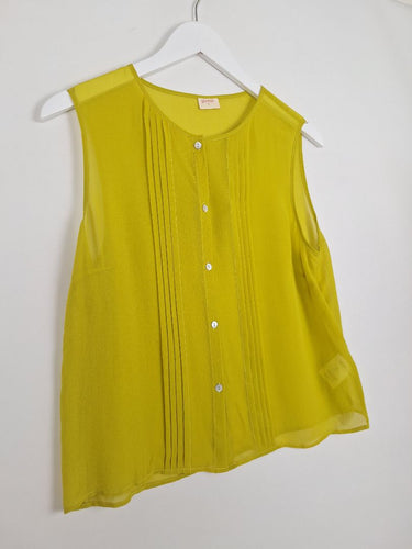 Second-Hand - Gorman Ochre Sheer Silk Button Up Top Size 12 - SwapUp